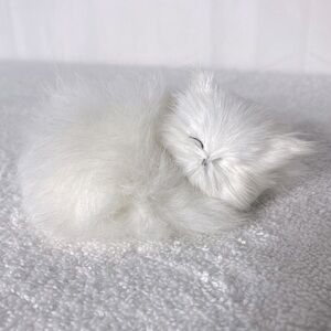 Vintage Super Soft Fluffy White Cat Kitten Figurine
